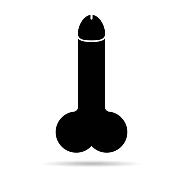 Man Anatomy Organ Shadow Penis Pictogram Icon Masculine Genital Web - Stok Vektor
