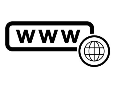 Dünya çapında web simgesi, www İnternet web sitesi sembolü, fare ok işaretli vektör illüstrasyonuna tıklayın .