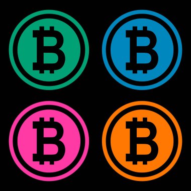 Bitcoin web para seti, internet elektronik kripto tasarım sembolü, dijital ödeme vektör çizimi .