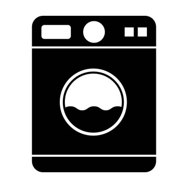 Çamaşır makinesi ekipmanları, elektrikli çamaşır makinesi ikonu, çamaşır sembolü giysileri, vektör illüstrasyon arka planı .