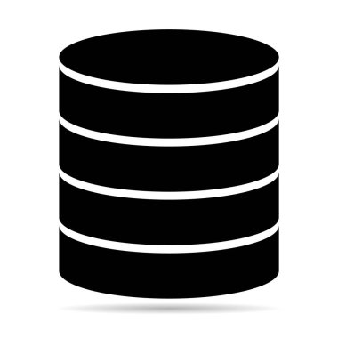Gölgeli veritabanı depolama simgesi, internet ağ sunucusu veri sembolü, bağlantı sistemi vektör illüstrasyonu .