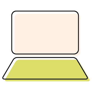 Laptop düz web simgesi, dizüstü bilgisayar teknolojisi sembolü, boş ekran vektör illüstrasyonu .