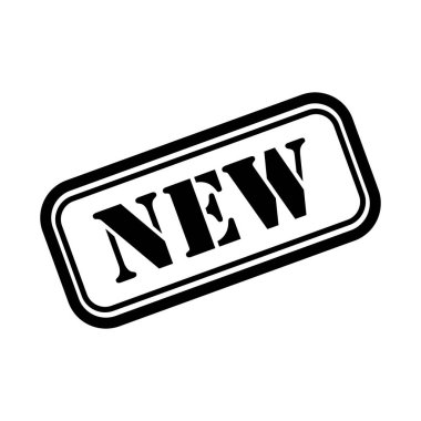 Yeni pul sembolü, etiket etiketi işareti düğmesi, metin sancak vektör illüstrasyonu .