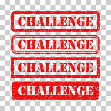 Challenge pul sembolü seti, etiket etiketi işareti düğmesi, metin sancak vektör illüstrasyonu .