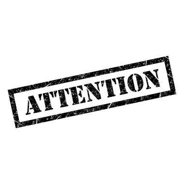 Attention stamp symbol, label sticker sign button, text banner vector illustration .