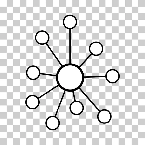Hub Flat Network Icon Connect Structure Vector Symbol Isolated Background — 스톡 벡터