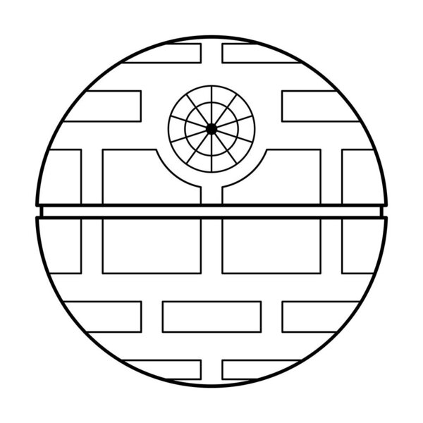 Death star icon, mobile space station symbol, circle galaxy planet vector illustration .