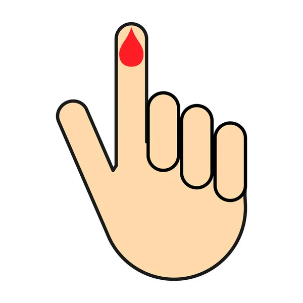 Палец Руки Иконой Капли Крови Медицинский Тест Здоровье Контрольная Векторная — стоковый вектор