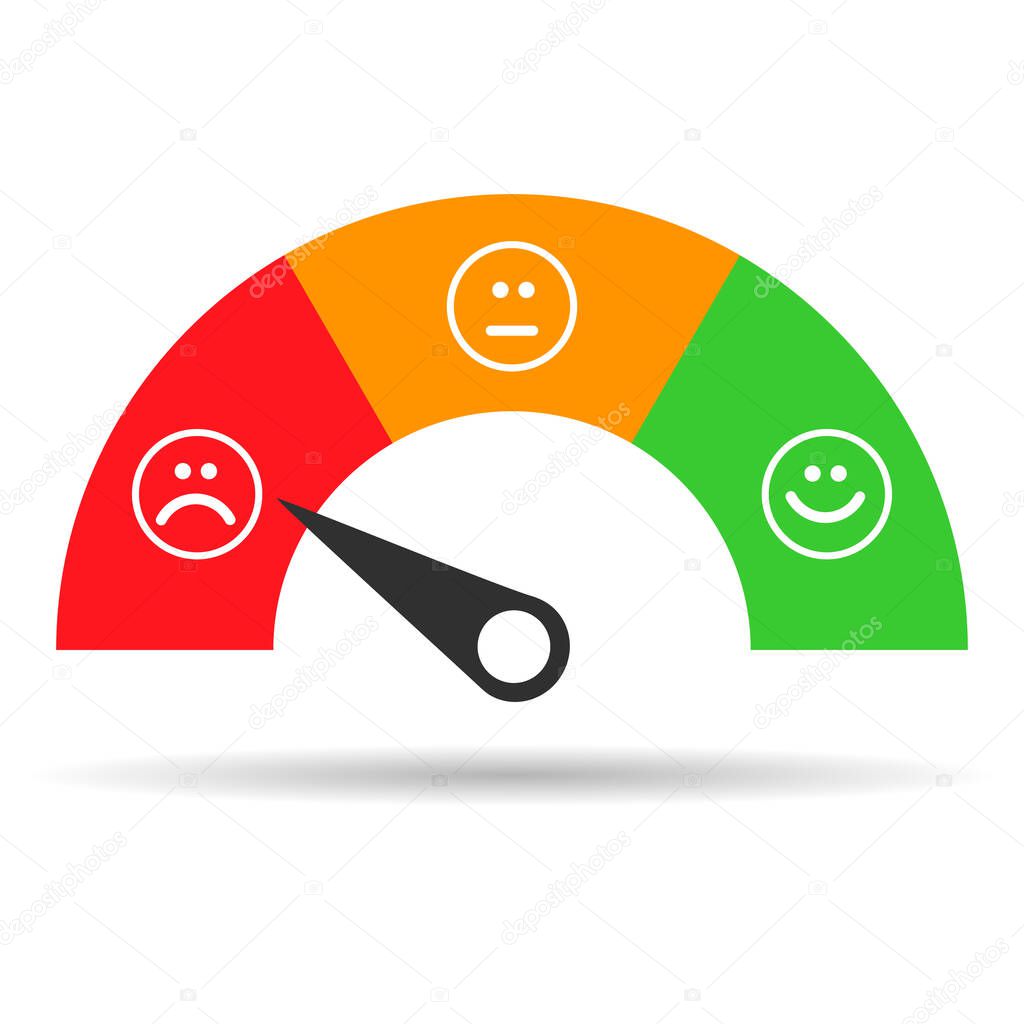 Customer satisfaction meter shadow icon, graph rating measure business report vector illustration .