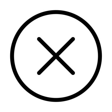 Çapraz işaret simgesi, X işareti, basit hata tasarım vektörü çizimi, yanlış seçim sembolü .