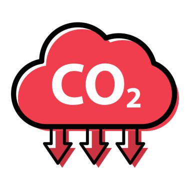CO2 bulut simgesini, temiz küresel emisyonu, çevre eko tasarım sembolü illüstrasyonunu azaltır .