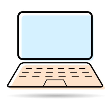Laptop düz web simgesi gölgesi, dizüstü bilgisayar teknolojisi sembolü, boş ekran vektör illüstrasyonu .