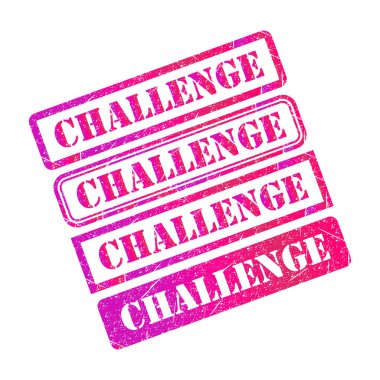 Challenge pul sembolü seti, etiket etiketi işareti düğmesi, metin sancak vektör illüstrasyonu .