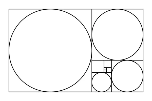 Icono Minimalista Proporción Dorada Formas Geométricas Proporción Plana Vector Ilustración — Vector de stock
