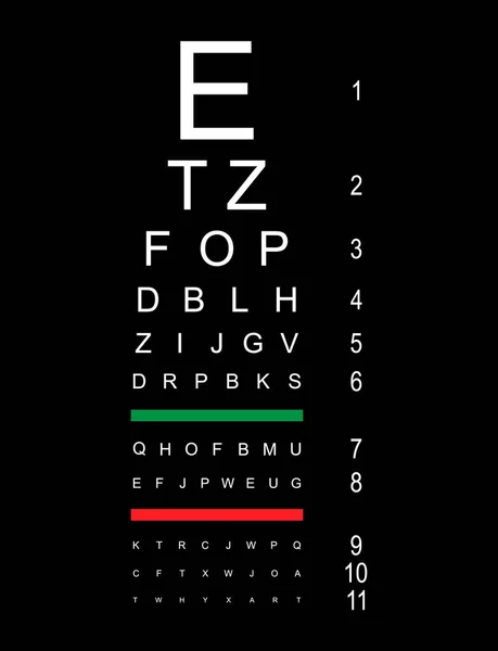 視覚測定アイコン 光学チャート文字記号 光学フォーカスベクトルイラストのテスト — ストックベクタ