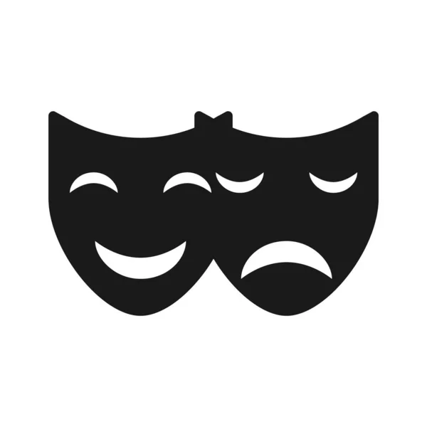 Set Von Theater Gesichtsmaske Symbol Emotionen Schauspieler Komödie Und Drama — Stockvektor