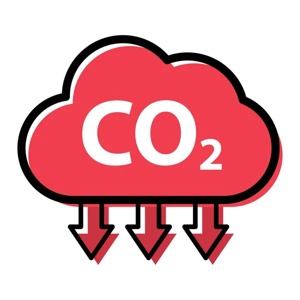 Co2 Reductie Cloud Pictogram Schone Wereldwijde Emissie Milieu Eco Ontwerp — Stockvector