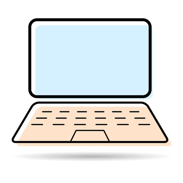 Laptop Plana Sombra Icono Web Portátil Símbolo Tecnología Informática Ilustración — Archivo Imágenes Vectoriales