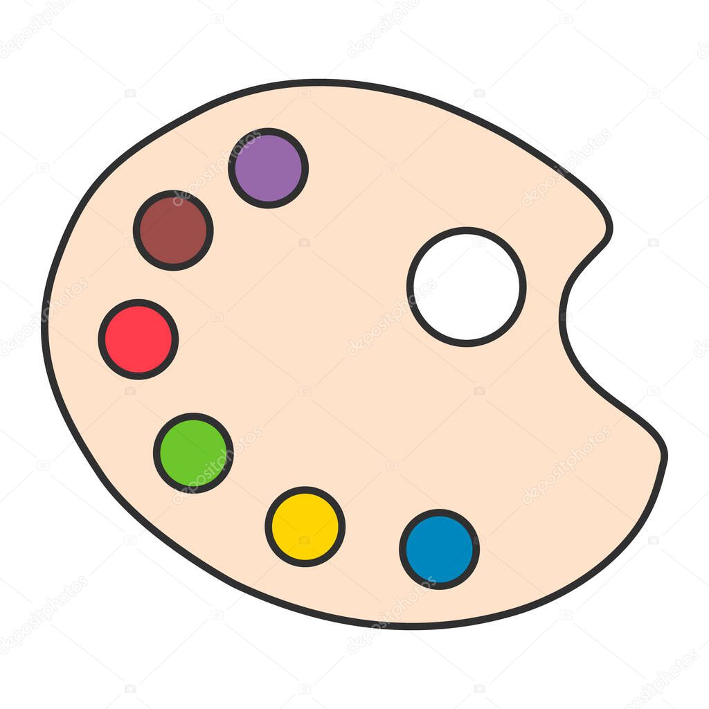 Flat art tool palette with paints color, artist web design graphic vector illustration .