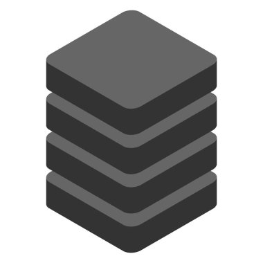 Veritabanı depolama ikonu izometrik, internet ağı sunucu bulut veri sembolü, bağlantı sistemi vektör çizimi .