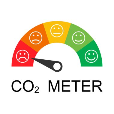 CO2 bulut simgesini, temiz küresel emisyonu, çevre eko tasarım sembolü illüstrasyonunu azaltır .