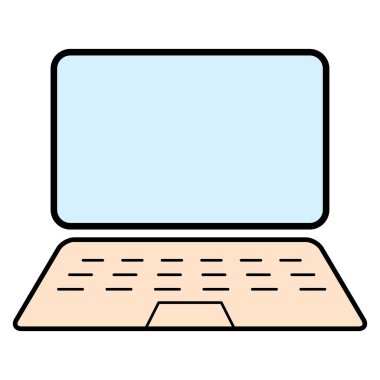 Laptop düz web simgesi, dizüstü bilgisayar teknolojisi sembolü, boş ekran vektör illüstrasyonu .