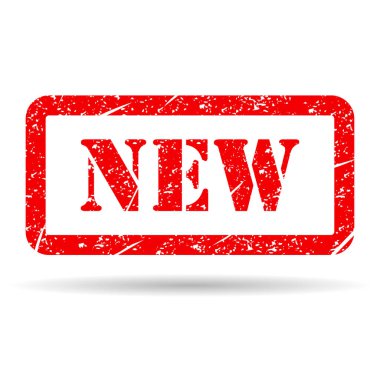 Yeni pul sembolü gölgesi, etiket etiketi işaret düğmesi, metin sancak vektör illüstrasyonu .