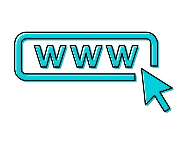 Всесвітня Веб Іконка Символ Веб Сайту Www Натисніть Кнопку Стрілкою — стоковий вектор