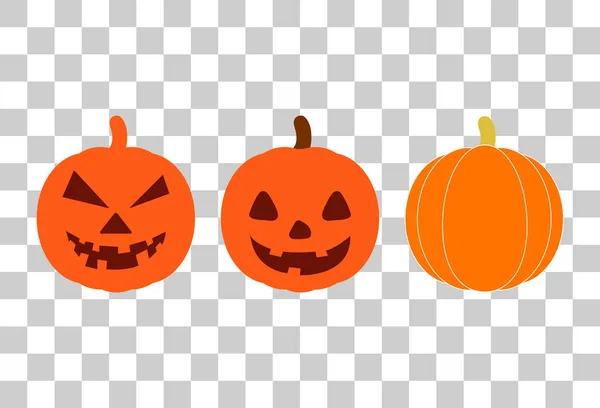 Set Pumpkin Halloween Icon Vector October Celebration Flat Silhouette Illustration — Stock vektor