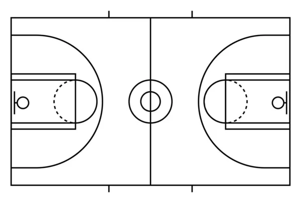 Basketbalveld Icoon Vloer Parketvloer Top Amerikaanse Sport Symbool Mand Veld — Stockvector