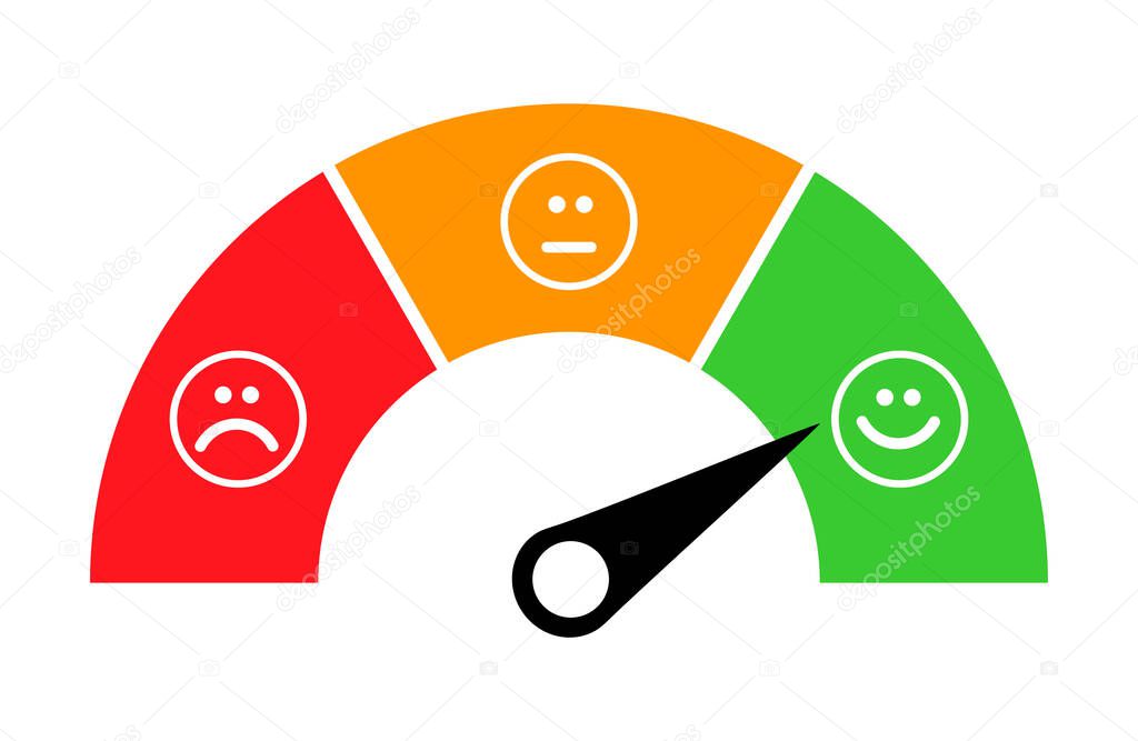 Customer satisfaction meter icon, graph rating measure business report vector illustration .