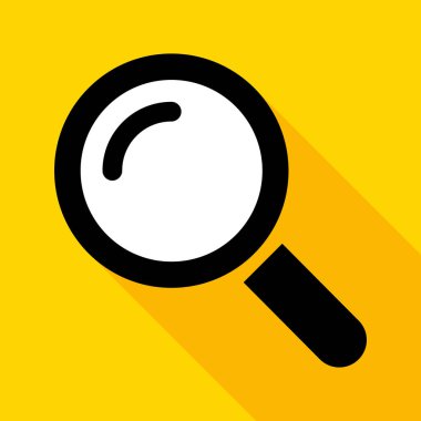 Büyütme cam simgesi gölgesi, yakınlaştırma odak sembolü, loupe web ekipmanı işaret illüstrasyonu .