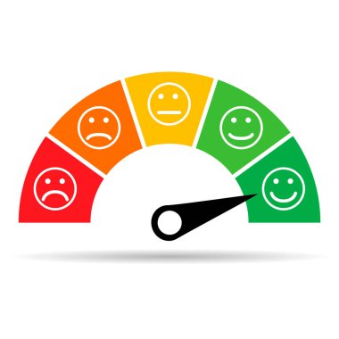 Müşteri memnuniyeti metre gölge simgesi, grafik derecelendirme ölçümü iş raporu vektör illüstrasyonu .