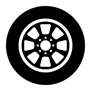 Otomobil tekeri simgesi, araç tekerleği jant sembolü, otomotiv yarışı spor tabelaları illüstrasyonu .