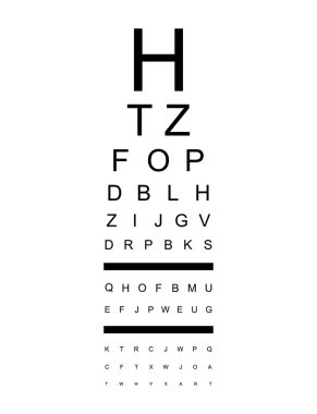 Görsel ölçüm simgesi, optik grafik harf sembolü, optometrist odak vektör illüstrasyonunu test et .