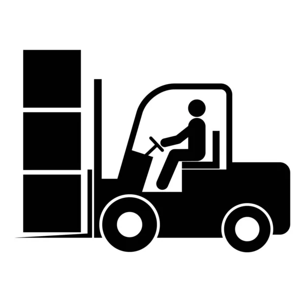 フォークリフト輸送アイコン 産業用車両のシンボル フォークトラックの倉庫のベクトル図 — ストックベクタ