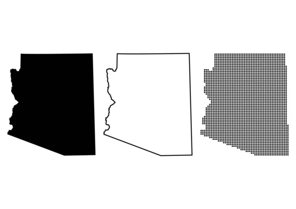 Set Arizona Map Shape United States America Flat Concept Icon — 스톡 벡터