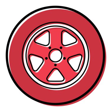 Otomobil tekeri simgesi, araç tekerleği jant sembolü, otomotiv yarışı spor tabelaları illüstrasyonu .