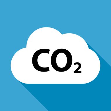 CO2 bulut simgesi gölgesini azaltır, temiz küresel emisyon, çevre eko tasarım sembolü illüstrasyon .