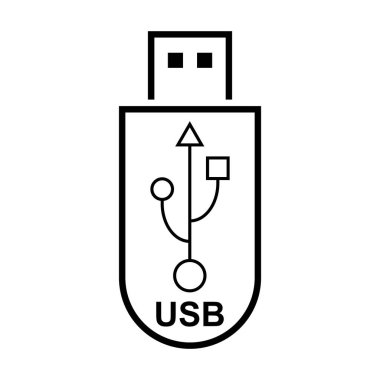 USB simge teknolojisi, bağlantı aygıtı işareti, elektronik taşınabilir sembol, vektör illüstrasyon ortamı .