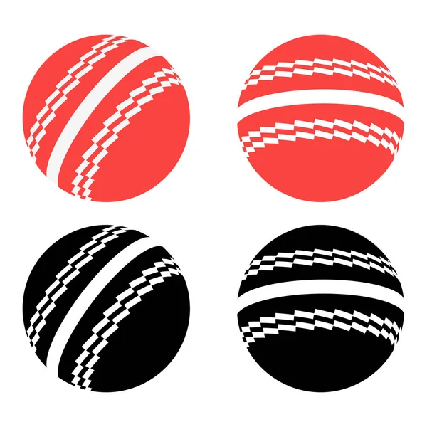 Набор Иконки Крикетного Мяча Тенью Конструкция Элементов Крупного Плана Векторная — стоковый вектор