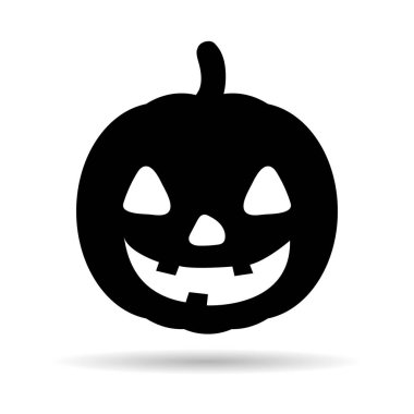 Balkabağı Cadılar Bayramı ikon vektör gölgesi. Ekim kutlaması düz silüet çizimi izole tasarım .