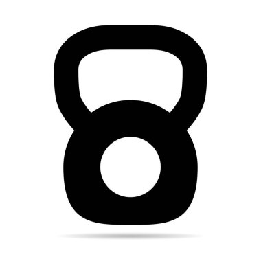 Kettlebell simgesi, fitness spor sembolü, demir ekipman vektör çizimi, ağır antrenman web işareti .
