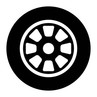 Otomobil tekeri simgesi, araç tekerleği jant sembolü, otomotiv yarışı spor tabelaları illüstrasyonu .