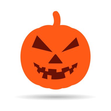 Balkabağı Cadılar Bayramı ikon vektör gölgesi. Ekim kutlaması düz silüet çizimi izole tasarım .