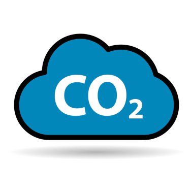 CO2 bulut simgesi gölgesini azaltır, temiz küresel emisyon, çevre eko tasarım sembolü illüstrasyon .