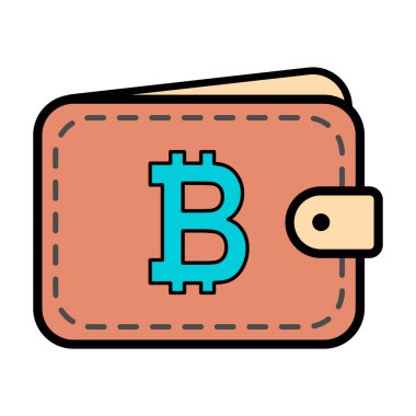 Cüzdan Bitcoin simgesi, düz sembol finansmanı, ekonomi mevduat nakit vektör illüstrasyon işareti .