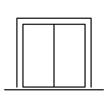 Asansör simgesini kaldırın, grafik tasarım giriş işareti, bina kapısı sembolü illüstrasyonu .
