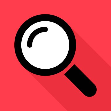 Büyütme cam simgesi gölgesi, yakınlaştırma odak sembolü, loupe web ekipmanı işaret illüstrasyonu .