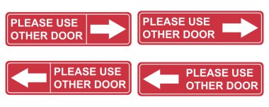 Lütfen diğer kapı grafik simgesi, bilgi etiketi, metin yönü vektör illüstrasyonuna dikkat edin .